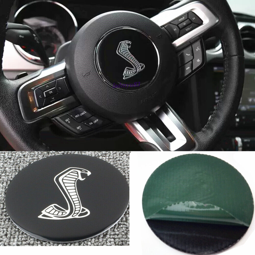 3.35'' Black SHELBY Cobra Round Steering Wheel Center Emblem Sticker for Mustang