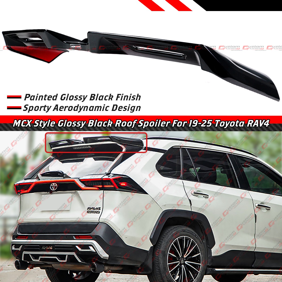 For 19-25 Toyota RAV4 MCX Style Gloss Black Rear Top Roof Spoiler Wing Extension For 19-25 Toyota RAV4 MCX Style Gloss Black Rear Top Roof Spoiler Wing Extension