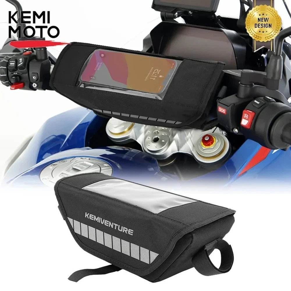 Universal Motorcycle Handlebar Bag Touchscreen Phone Storage BMW Suzuki Kawasaki Universal Motorcycle Handlebar Bag Touchscreen Phone Storage BMW Suzuki Kawasaki