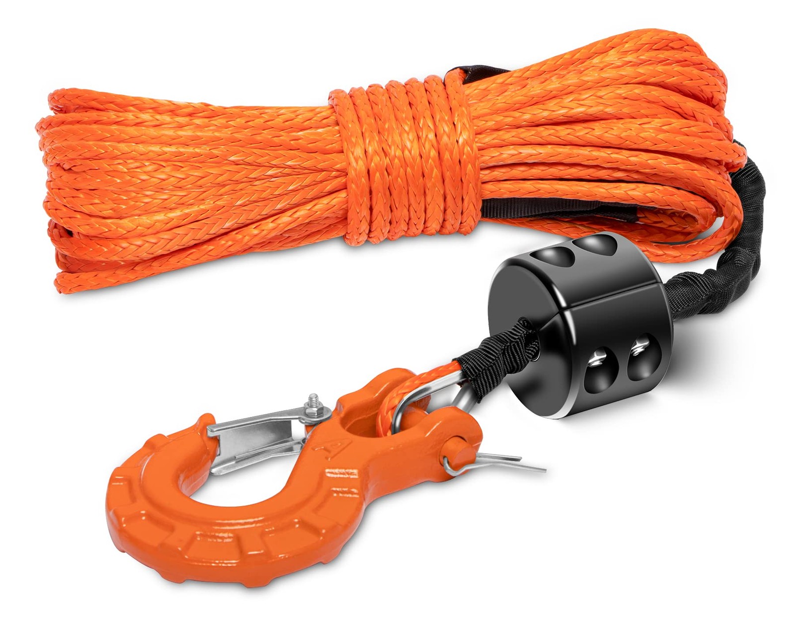 METOWARE Synthetic Winch Rope Kit, 1/4 x 50ft 10,000 LBS Winch Cable Line wit...