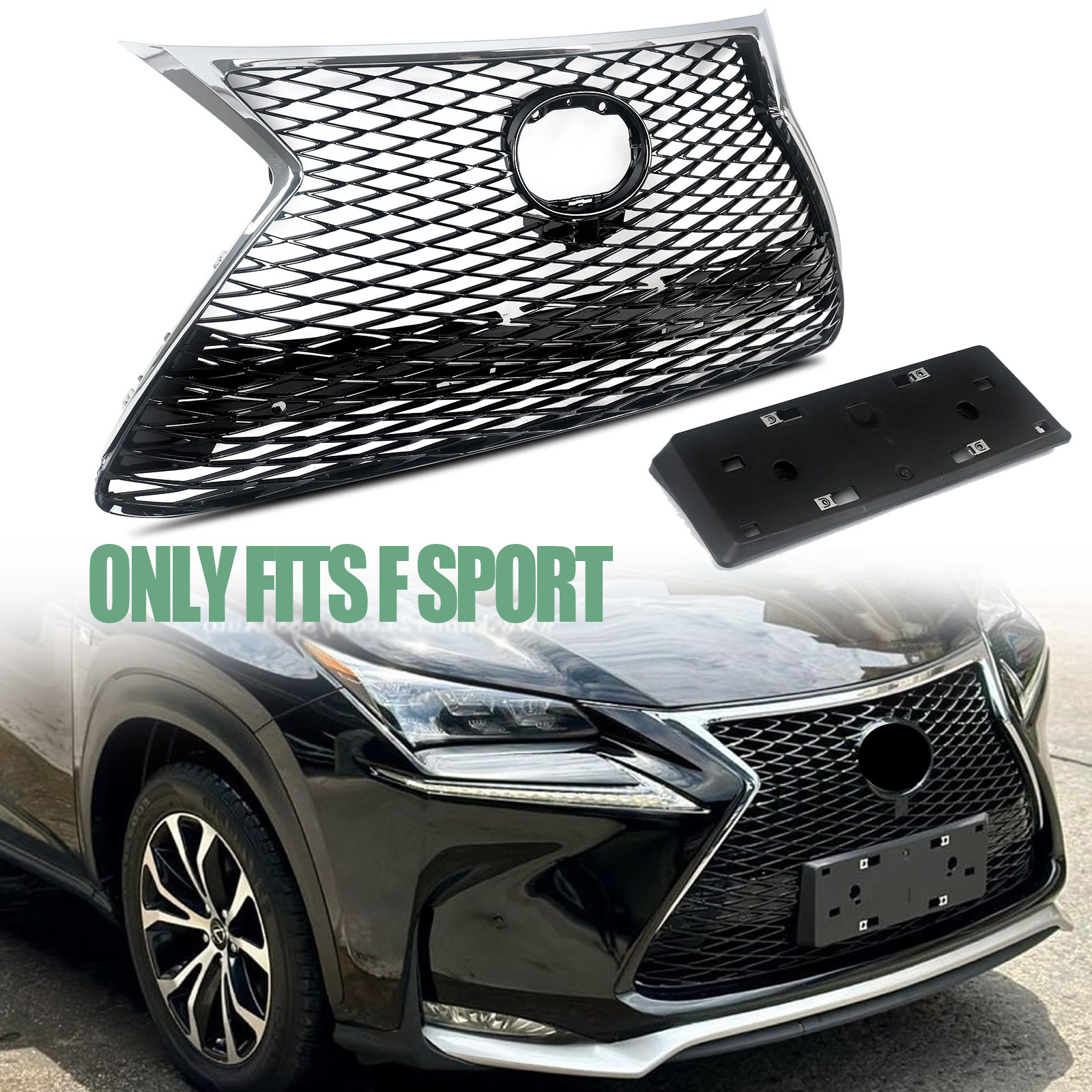 For 2015-2017 Lexus NX200T NX300H F Sport Front Bumper Grille Grill Chrome Black For 2015-2017 Lexus NX200T NX300H F Sport Front Bumper Grille Grill Chrome Black