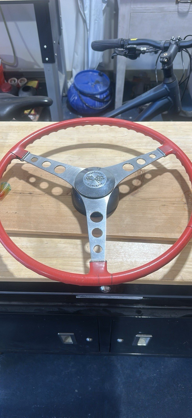 Vintage Red 17” STEERING WHEEL for Chevy Corvette 1956-1962 Vintage Red 17” STEERING WHEEL for Chevy Corvette 1956-1962