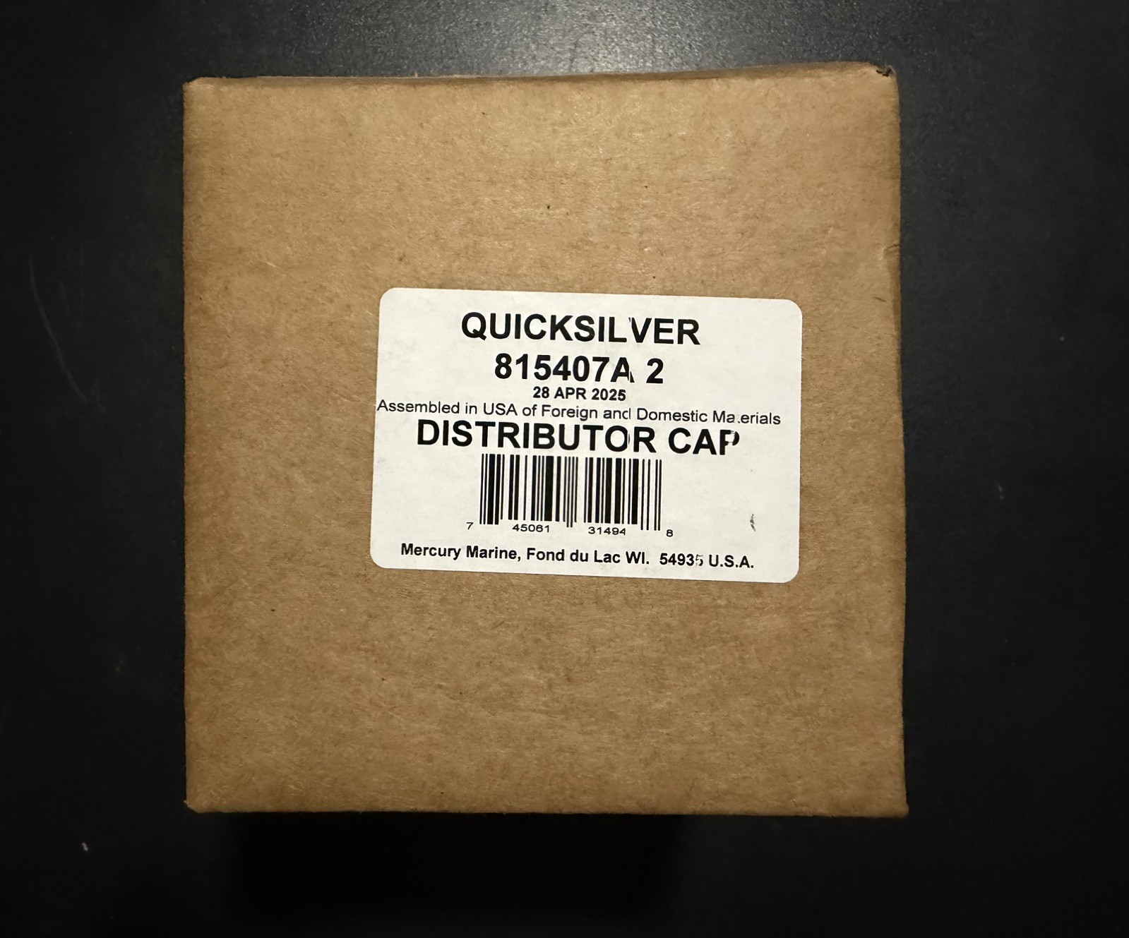 Quicksilver #815407A2 Distributor Cap. Quicksilver #815407A2 Distributor Cap.