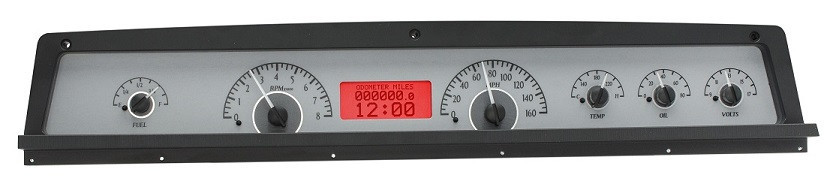 Dakota Digital 71-76 Chevy Impala Analog Gauge System Silver Red VHX-71C-CAP-S-R