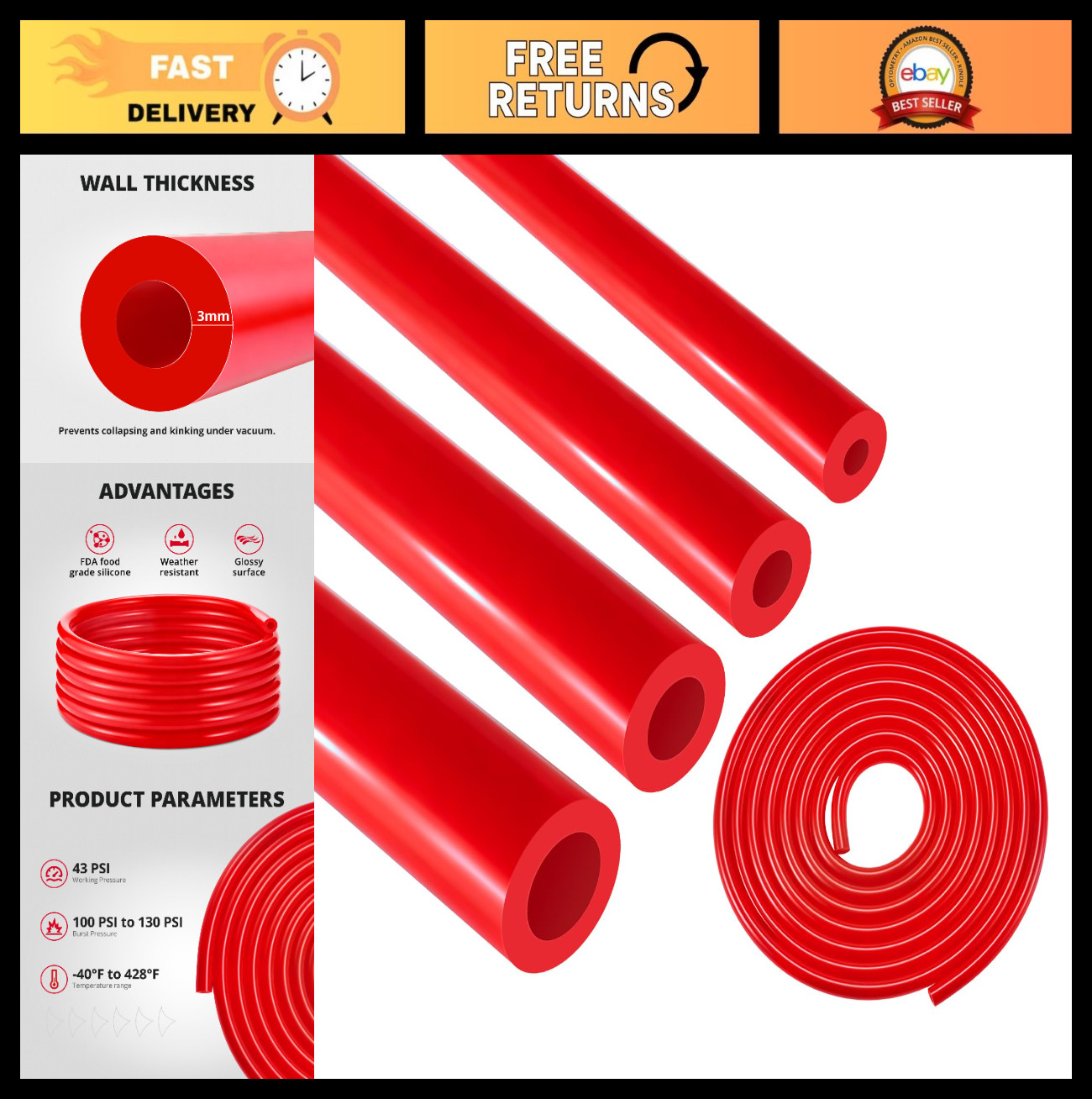 Silicone Vacuum Tubing Hose Line Kit 10FT 4PCS - 5/32 Silicone Vacuum Tubing Hose Line Kit 10FT 4PCS - 5/32