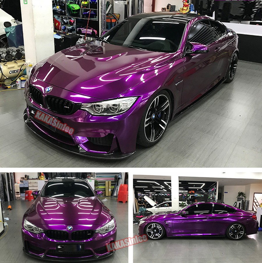 PET 56FT Full Roll Glossy Metallic Pearl Car SUV Vinyl Wrap Sticker Grape PUR US PET 56FT Full Roll Glossy Metallic Pearl Car SUV Vinyl Wrap Sticker Grape PUR US