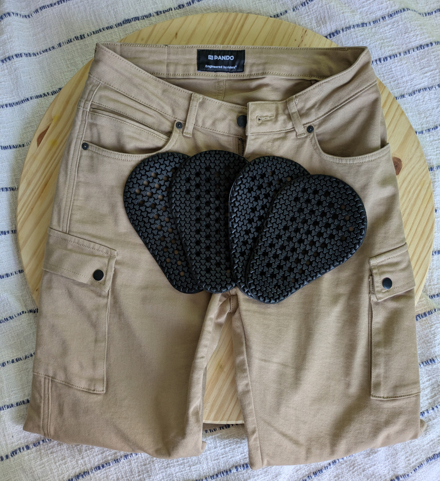 Pando Moto Mila Women's Motorcycle Motorbike Cargo Trouser Beige 29x32