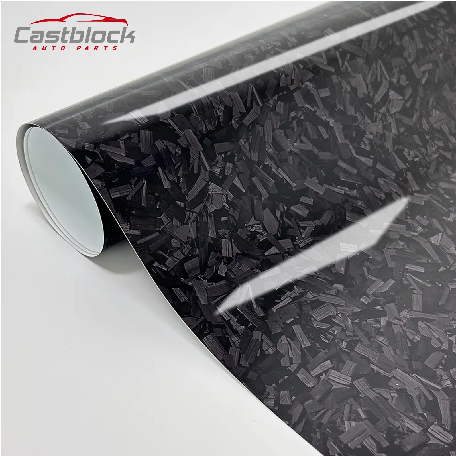 Chopped Forged Carbon Fiber Gloss Black Car Vinyl Wrap Sheet Decal Sticker