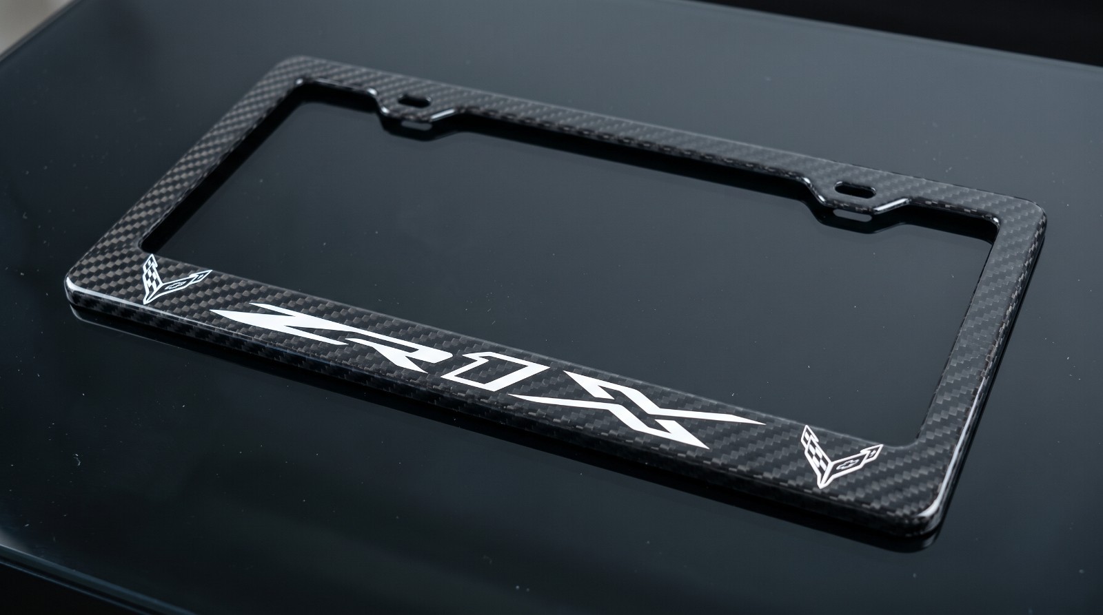 C8 ZR1X Corvette License Plate Frame 100% Real Carbon Fiber White C8 ZR1X Corvette License Plate Frame 100% Real Carbon Fiber White