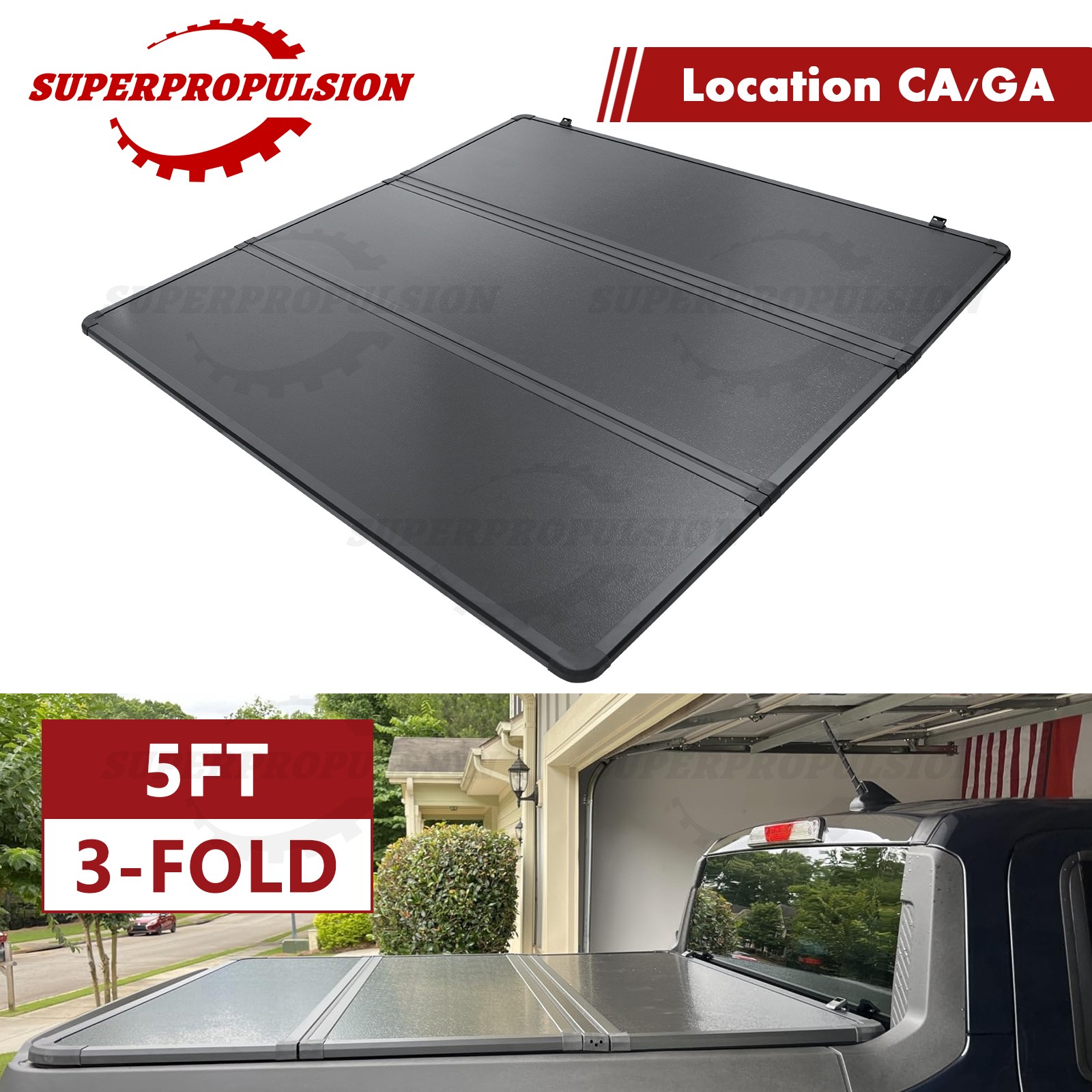 5FT Hard Tonneau Cover For 2019-2026 Ford Ranger Truck Bed Tri-Fold W/LED