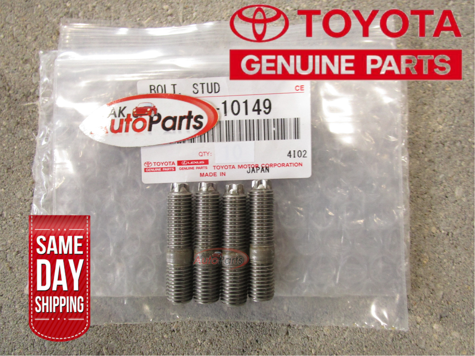 00 - 05 TOYOTA TUNDRA EXHAUST MANIFOLD PIPE STUD BOLTS QTY 4 OEM BRAND NEW