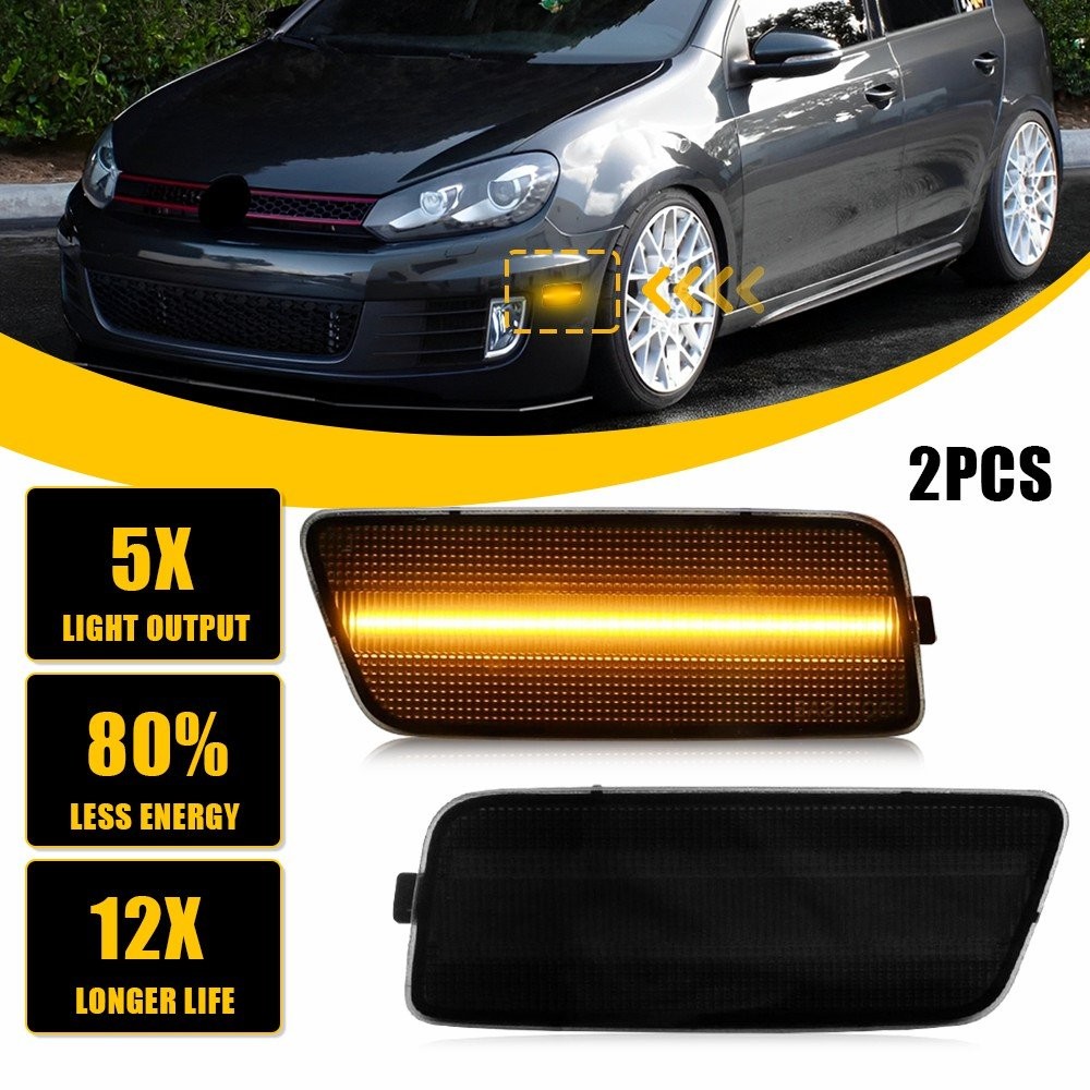 2X LED Side Marker Lights Lamps For 2010-2014 Volkswagen MK6 GTI Front Amber EXV