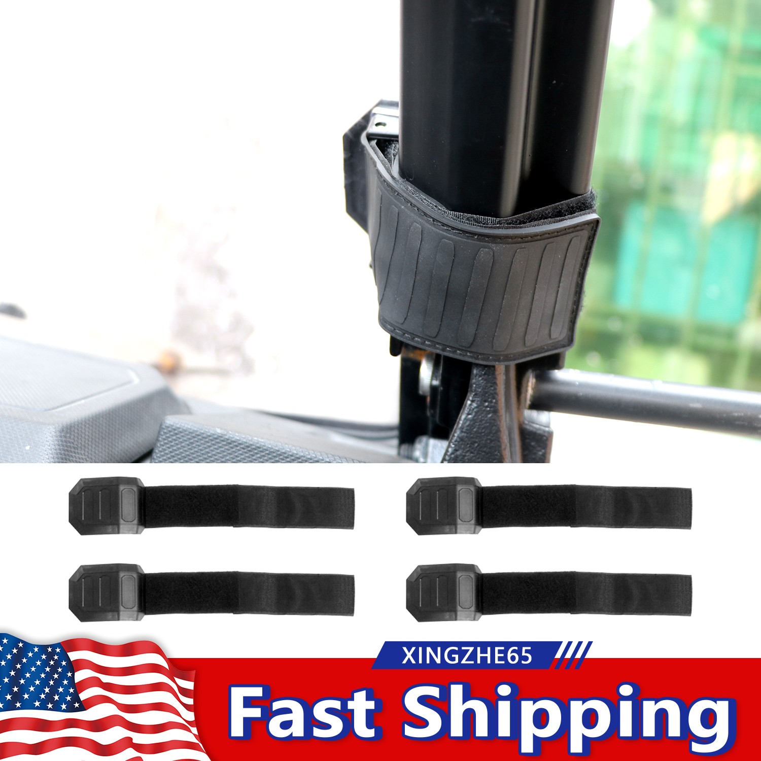 4X UTV Front Windshield Mount Clamps Straps Kit  For Polaris Ranger RZR Yamaha