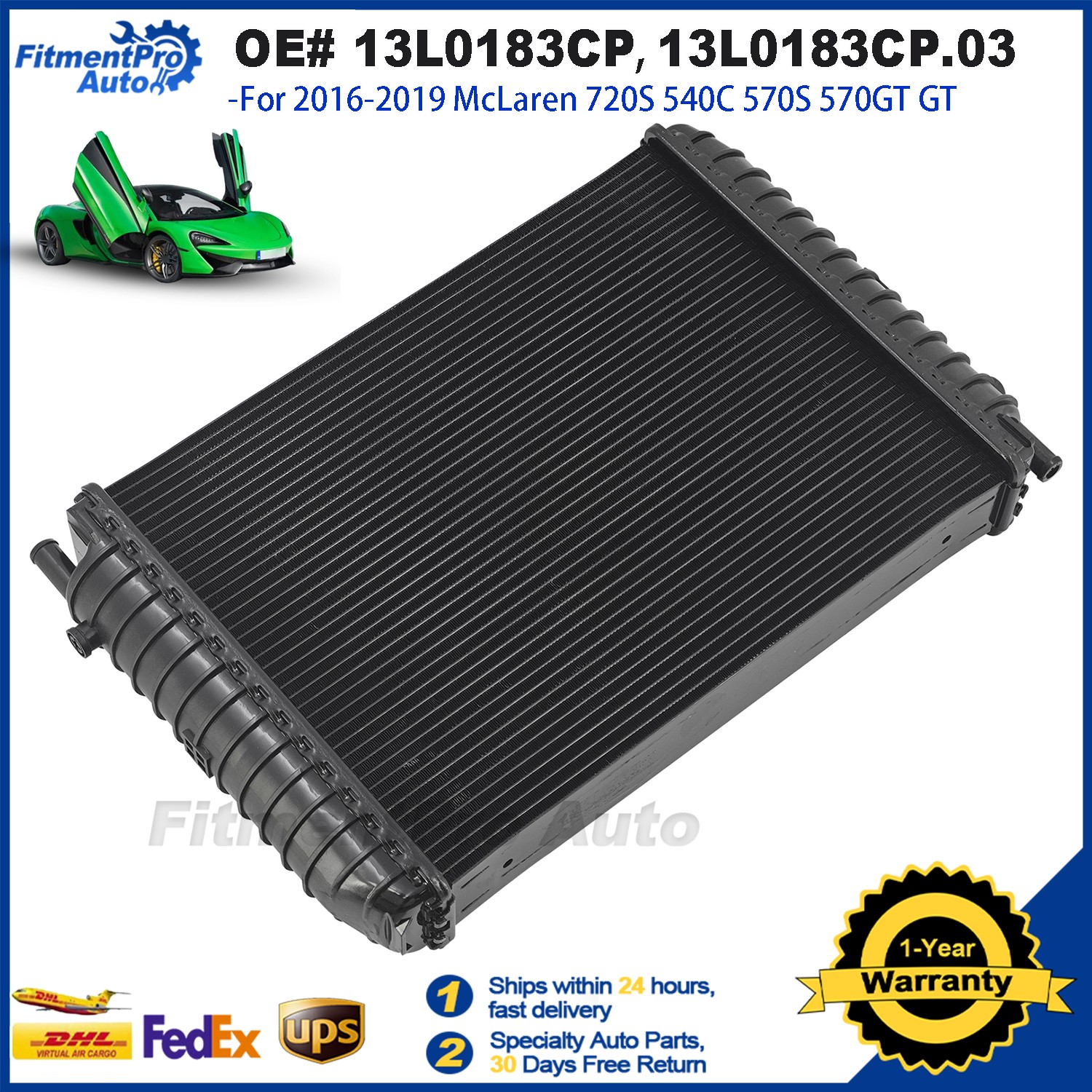 AUX RADIATORS For MCLAREN 570GT 570S Coupe 540C 720S 3.8L 2015-2021 13L0183CP.03