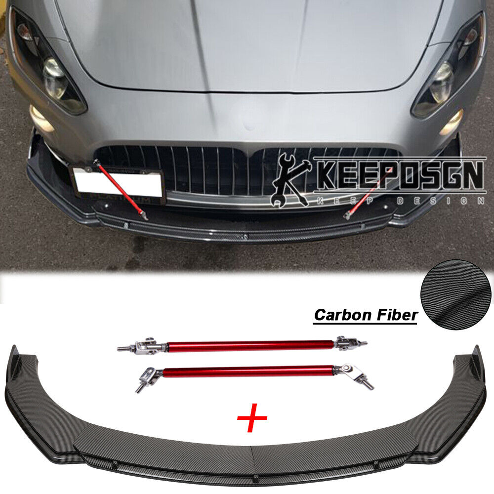 For Maserati Granturismo S MC Front Bumper Lip Splitter Spoiler Rod CARBON FIBER