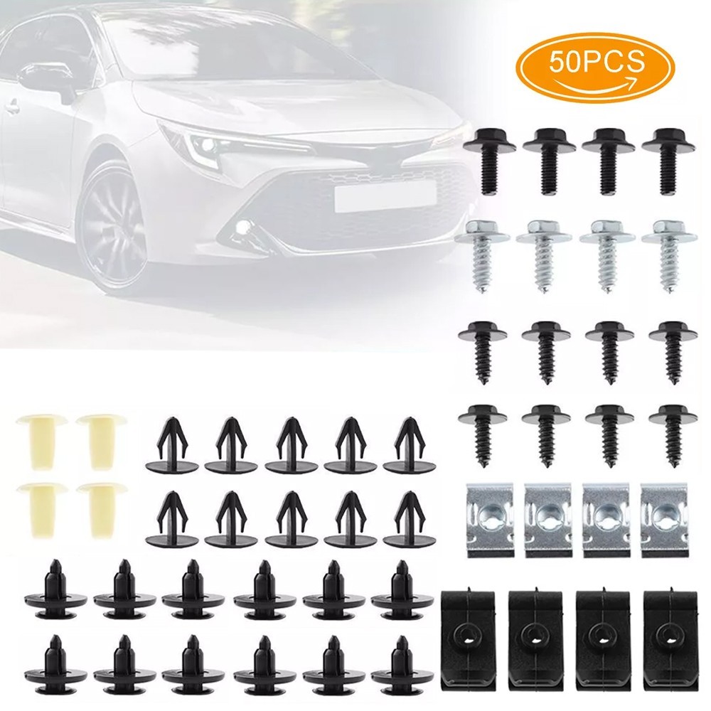 50Pcs Engine Splash Shield Fender Bumper Screw Clips Rivet Fastener For Toyota