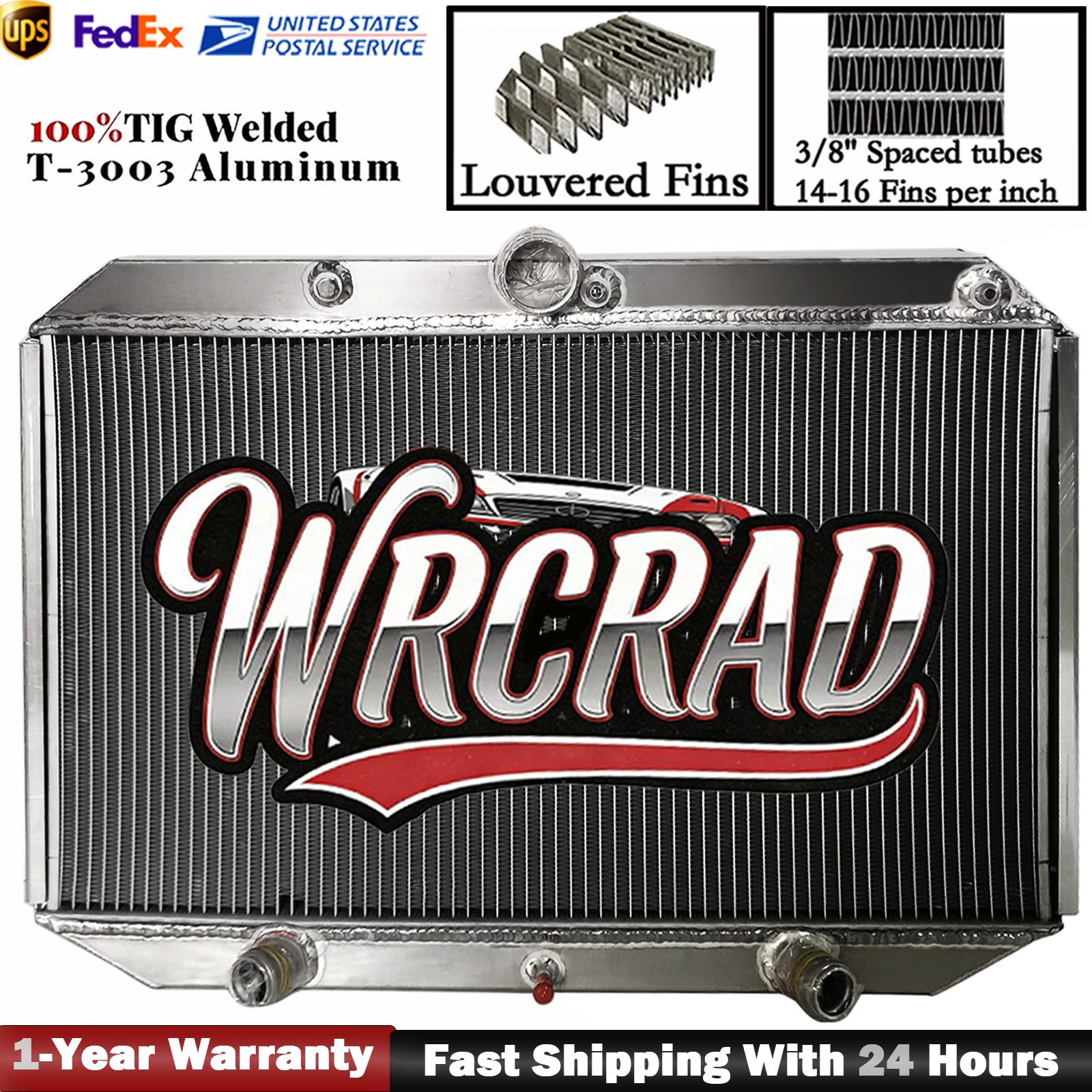 3-Rows Full Aluminum Radiator 1971-1974 Jaguar XKE E-Type Series 3 5.3L V12 AT