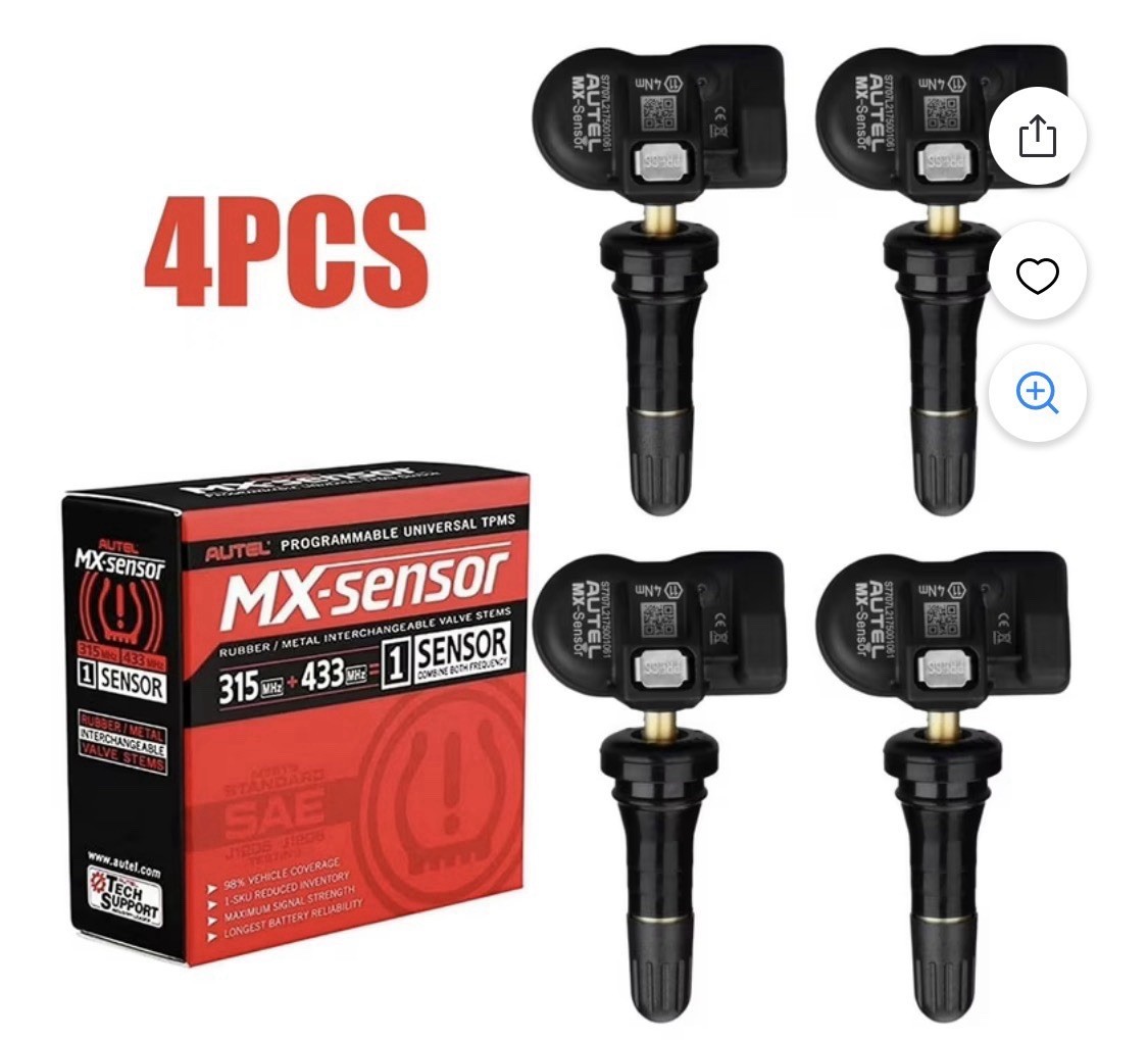 Autel MaxiTPMS 4 pcs MX Programmable Sensor 2 In1 315MHz&433MHz Rubber Type