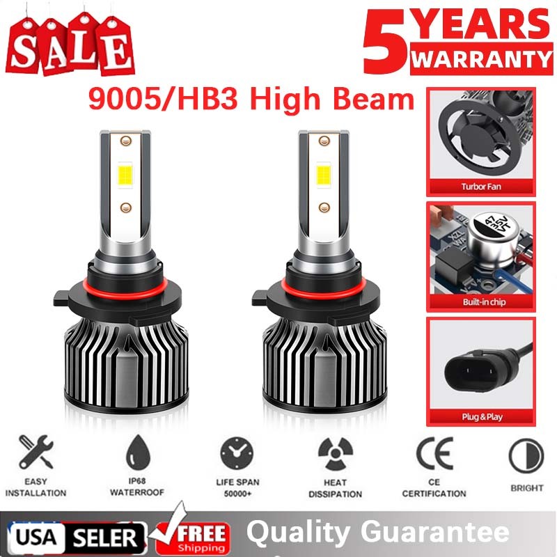 2x 6000k LED Headlight Bulbs 9005/HB3 Hi Beam For Subaru WRX 2015-2021