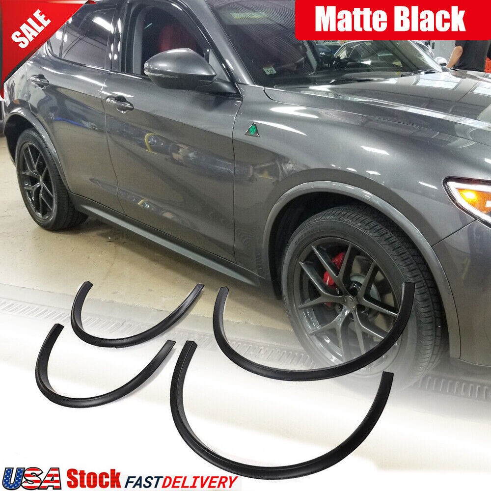 For Alfa Romeo Stelvio 2017+ 4PCS Matte Black Wheel Arch Fender Flares Trim Lips