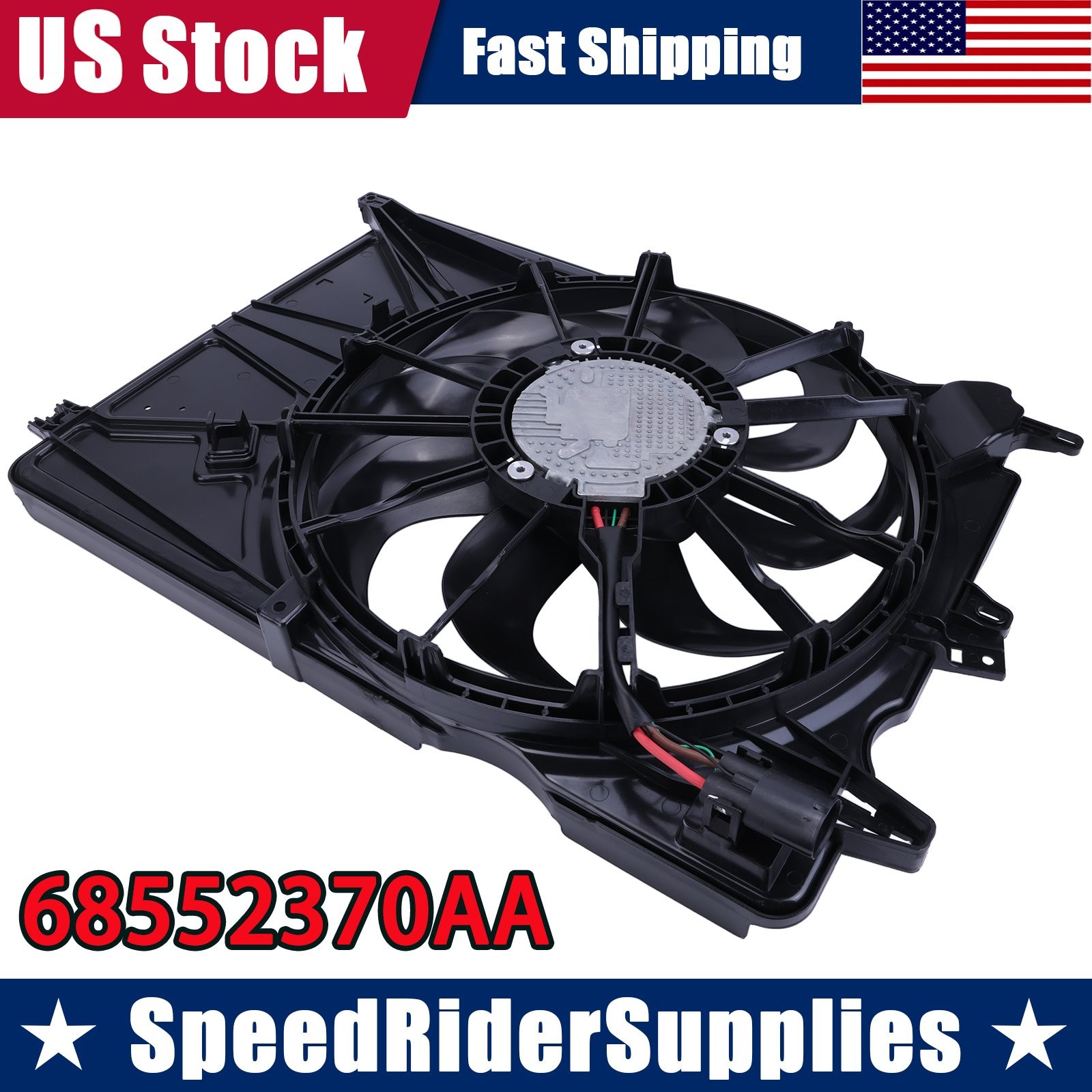 For Jeep Renegade Fiat 500X 2019-2023 L4 1.3L Engine Radiator Cooling Fan Assy
