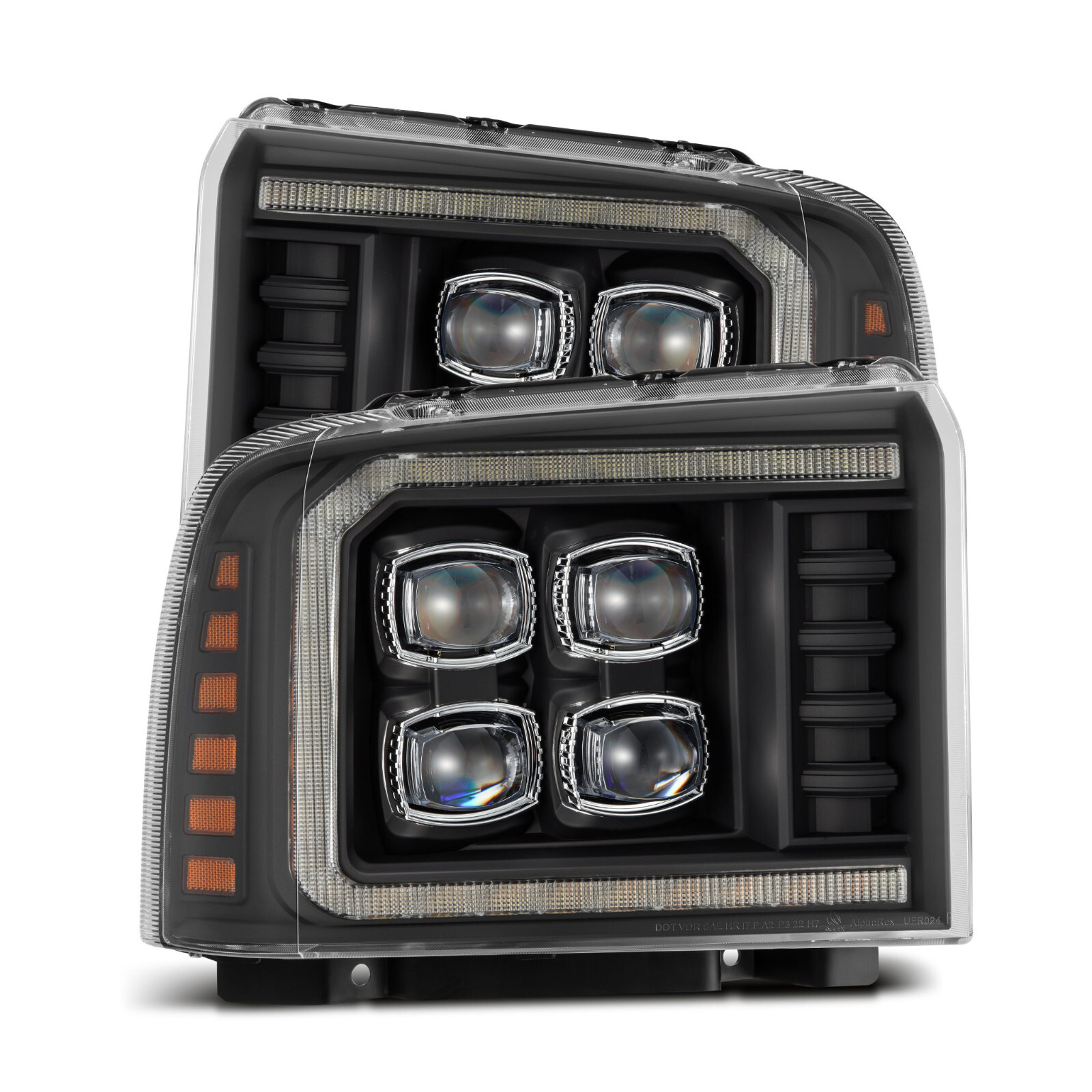 For 05-07 Ford F250 F350 Super Duty AlphaRex Nova Black LED Projector Headlights