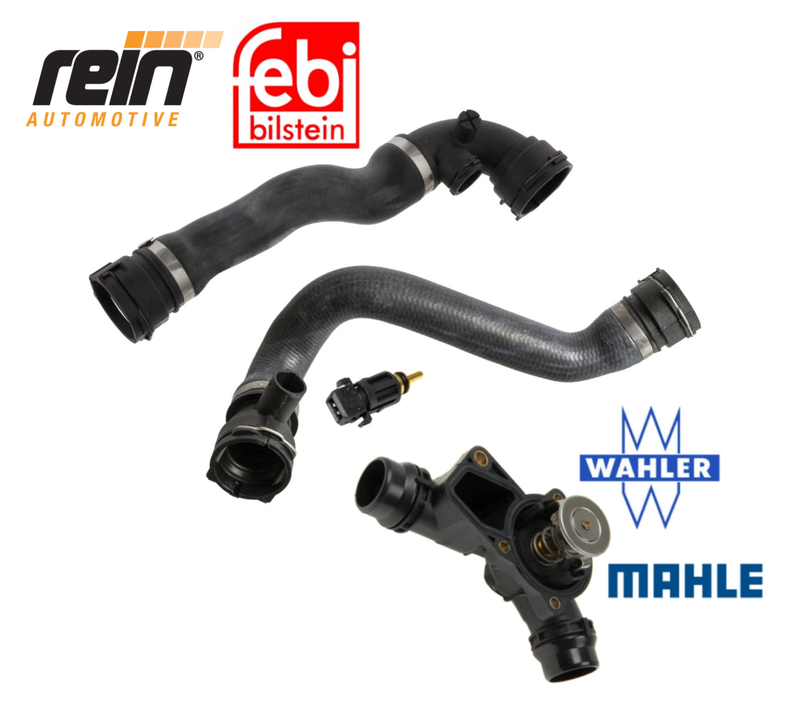 Engine Thermostat Upper Lower Hose Temperature Sensor Kit 4pcs OES for BMW E46