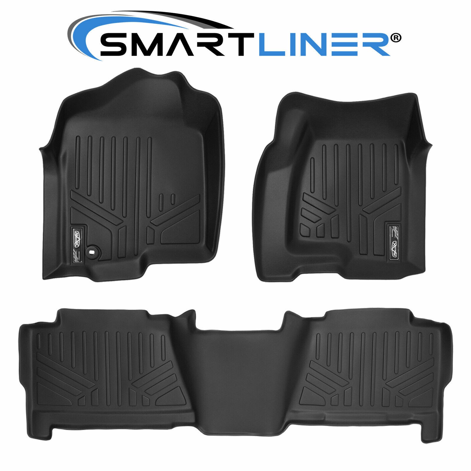 SMARTLINER Custom Floor Mats Black For 00-07 Silverado/Sierra Crew Cab / SUV