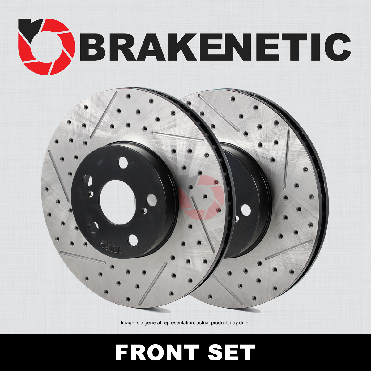 FRONT SET BRAKENETIC Premium Drilled Slotted Brake Rotors BNP33093.DS