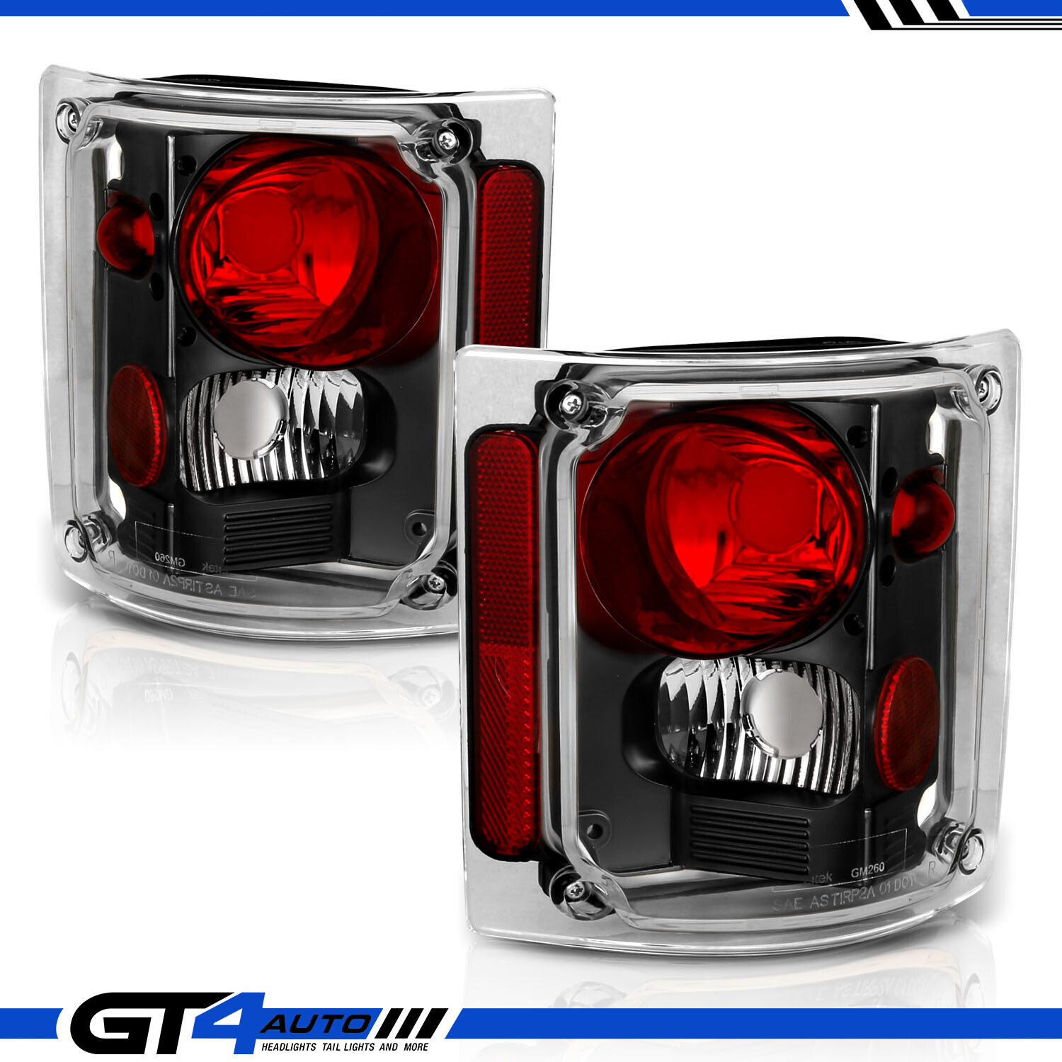 Black Clear Tail Lights Pair for 1973-1991 Chevy GM Blazer Suburban Pickup Truck