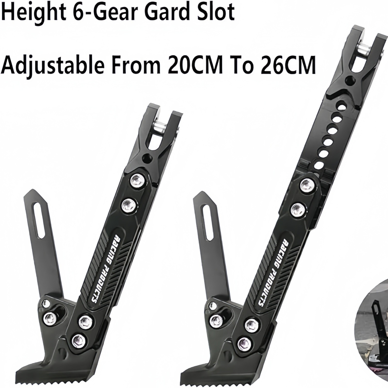black Aluminum Kickstand for Motorcycles - Adjustable Foot Support 200-260mm black Aluminum Kickstand for Motorcycles - Adjustable Foot Support 200-260mm