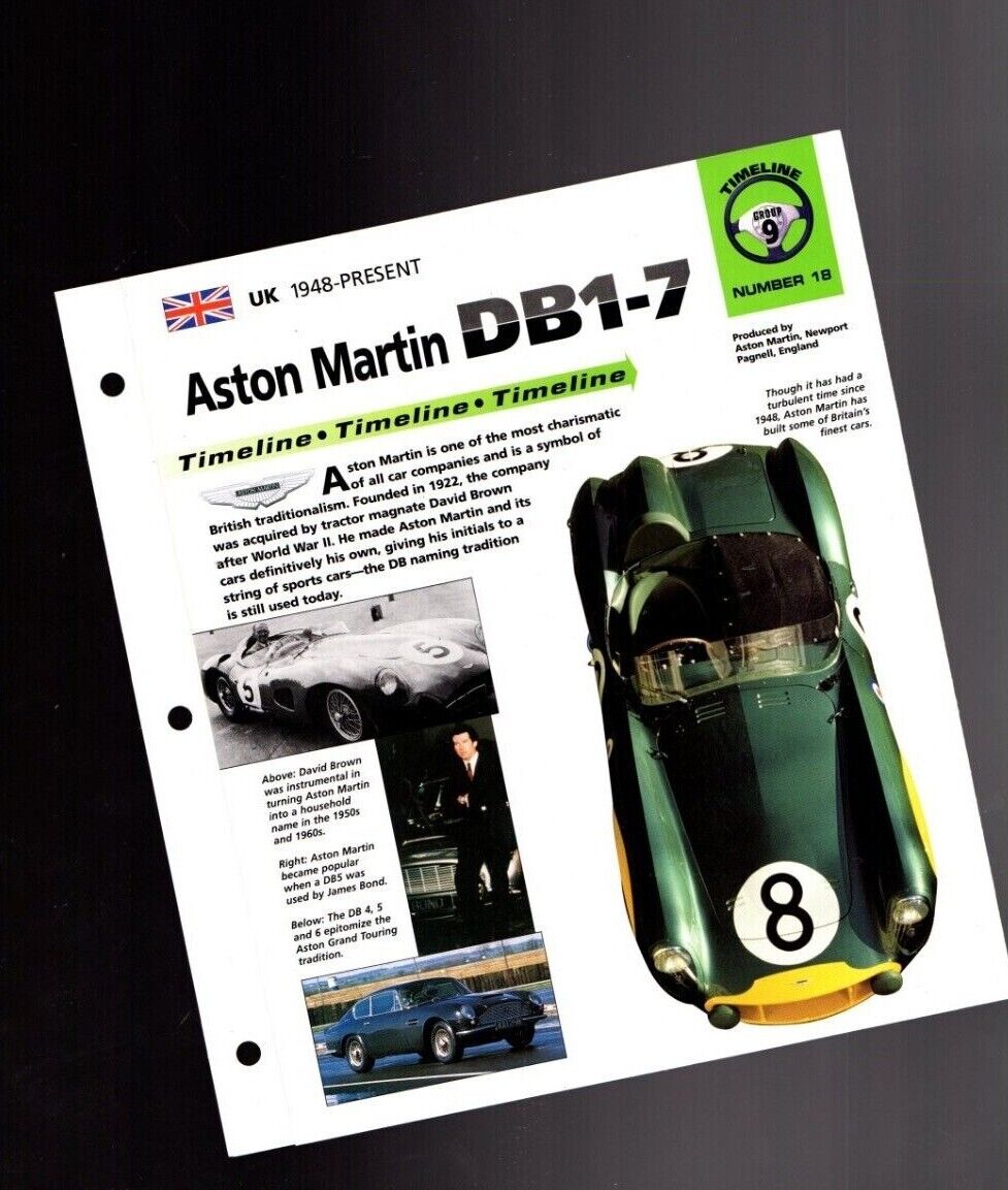 ASTON MARTIN DB1-7  History Brochure: VANTAGE ZAGATO,DB,DB2,DB4,DB5,DB6,DBR,DBS,