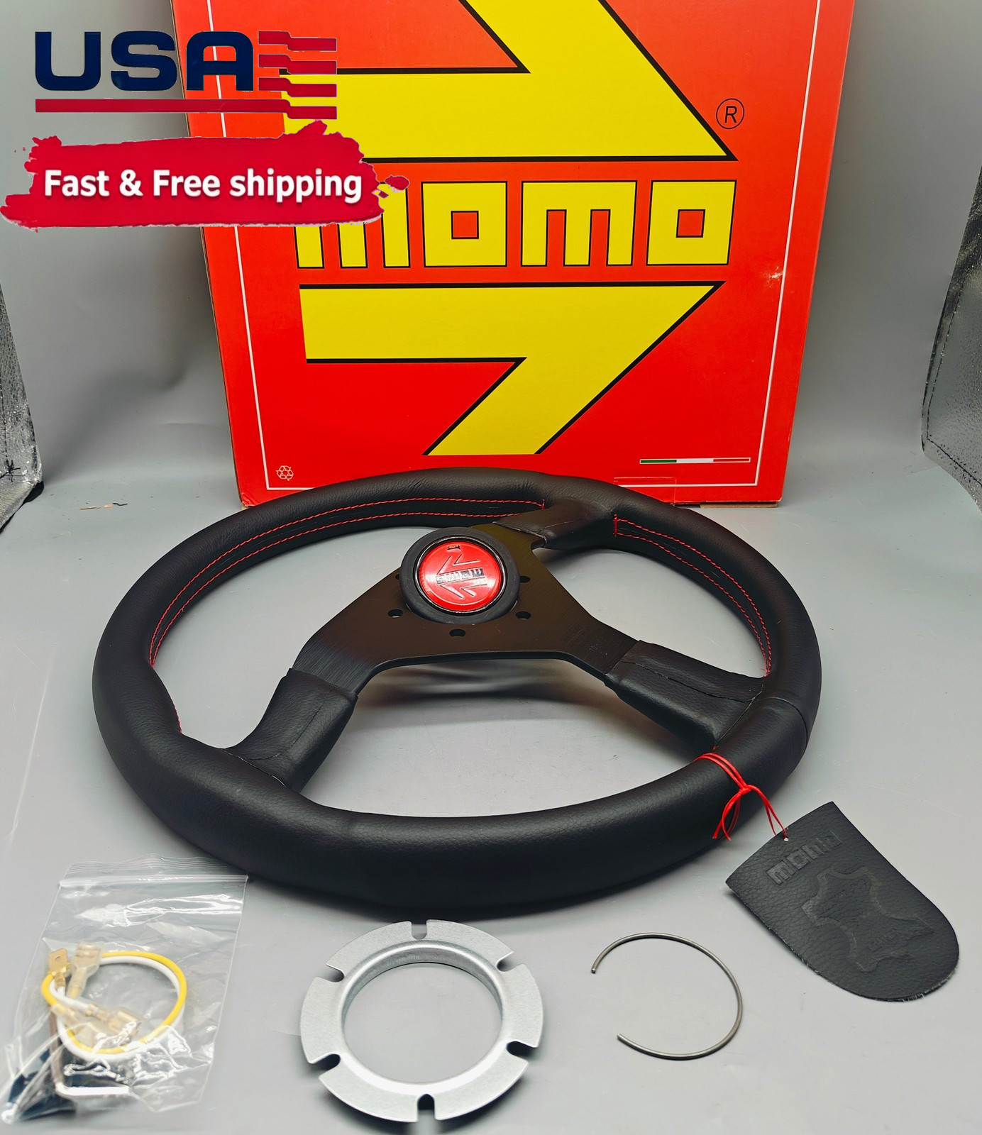 350mm 14' MOMO MonteCarlo Real Leather Thickened Spoke Sport Steering Wheel 350mm 14' MOMO MonteCarlo Real Leather Thickened Spoke Sport Steering Wheel