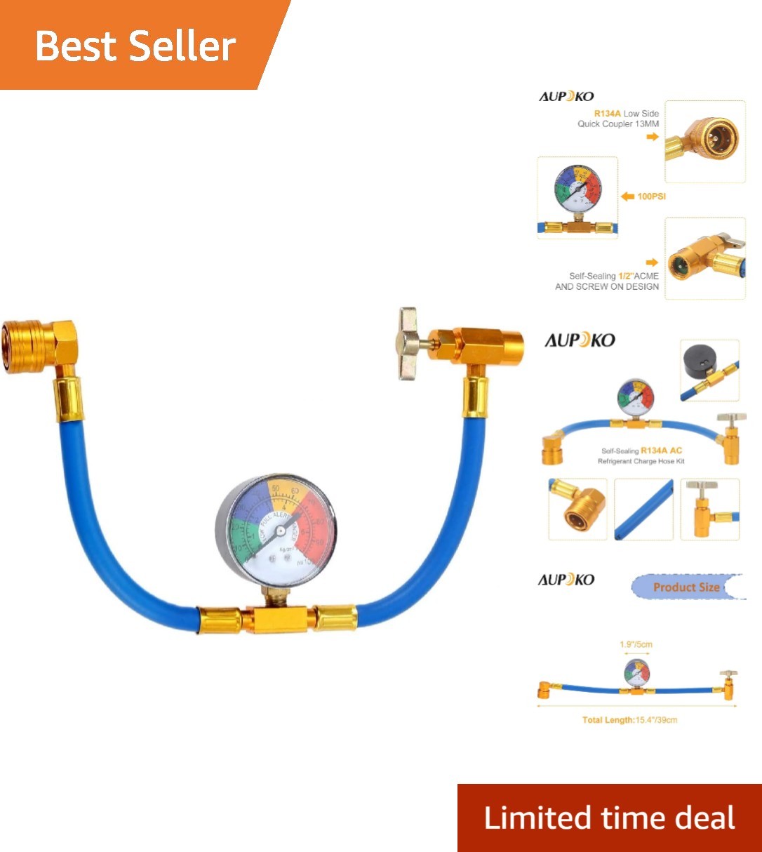 R134A Recharge Hose Kit with 1/2\
