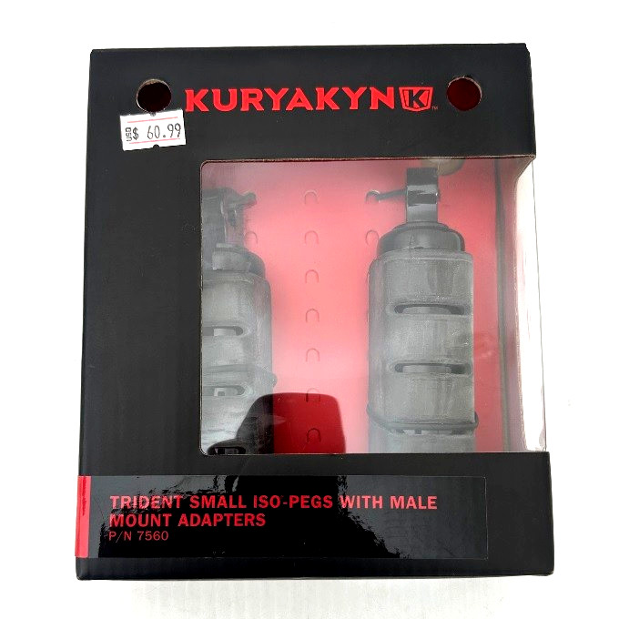 Kuryakyn 7560 Trident Small ISO Foot Pegs - Male Mount (Pair), ALL BLACK Kuryakyn 7560 Trident Small ISO Foot Pegs - Male Mount (Pair), ALL BLACK