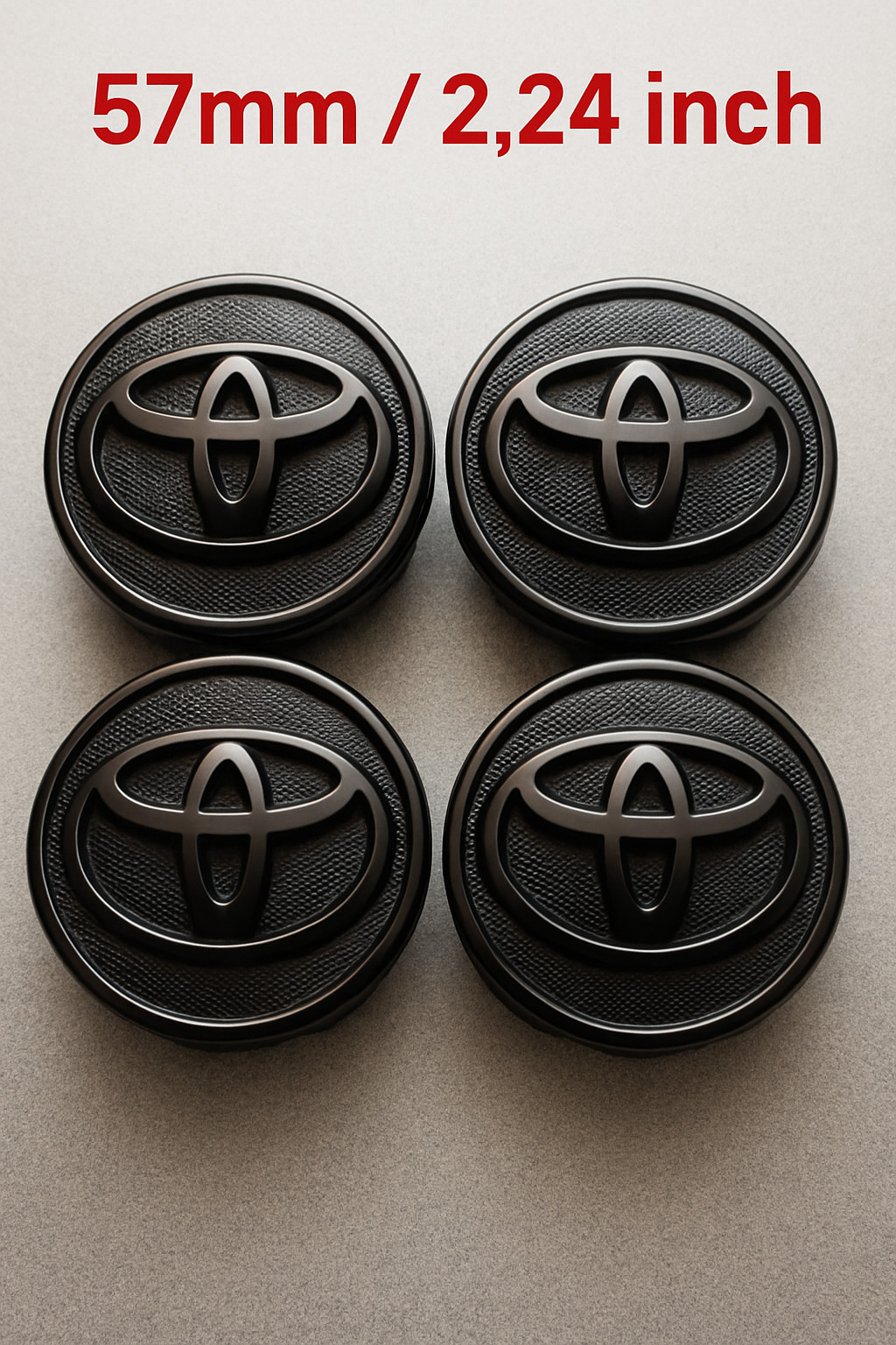 57mm Glossy Black Wheel Center Caps for Toyota – Ø2.24 inch – Set of 4