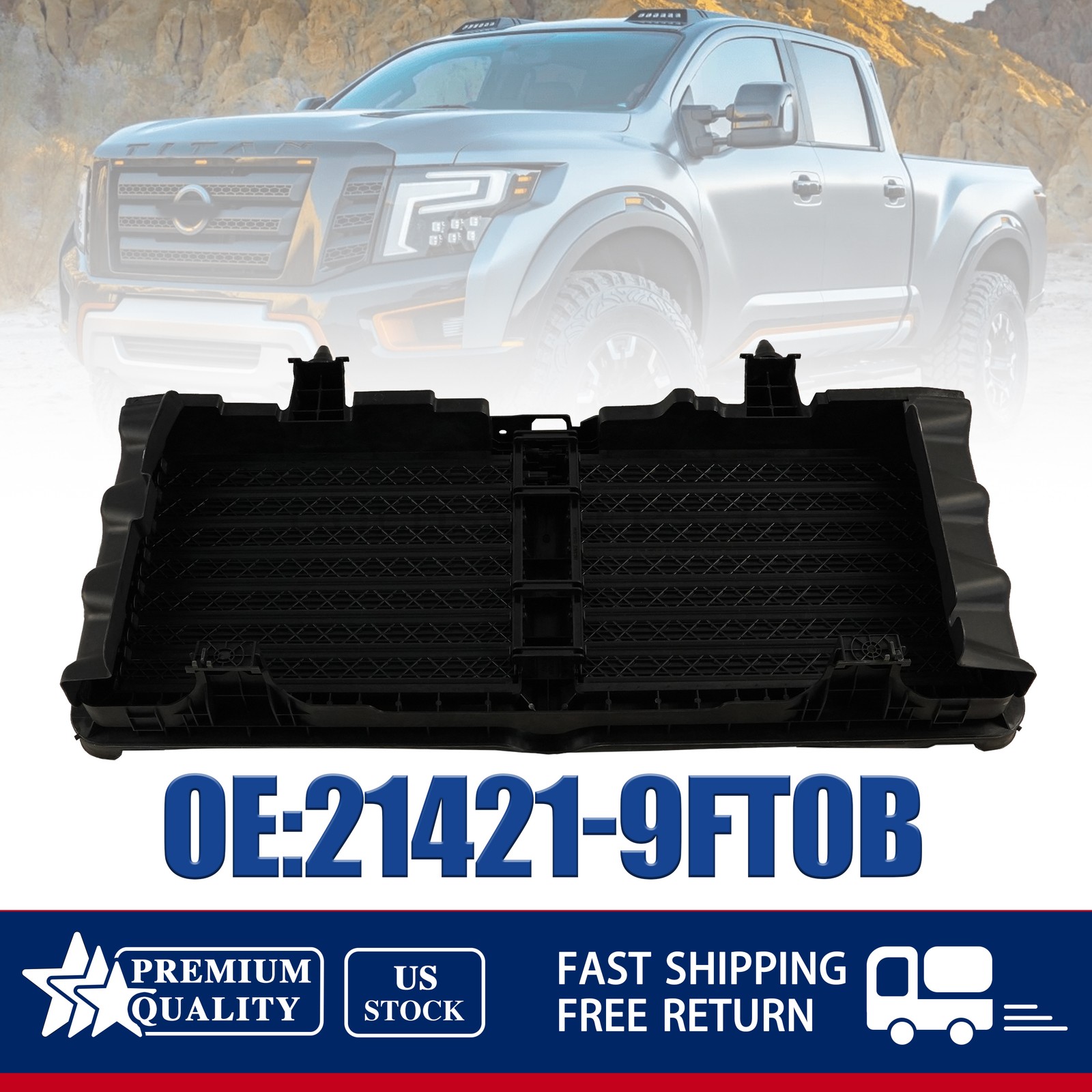 NEW For 16-20 Nissan Titan/Titan XD Radiator Grille Shutter Assembly 21421-9FT0B