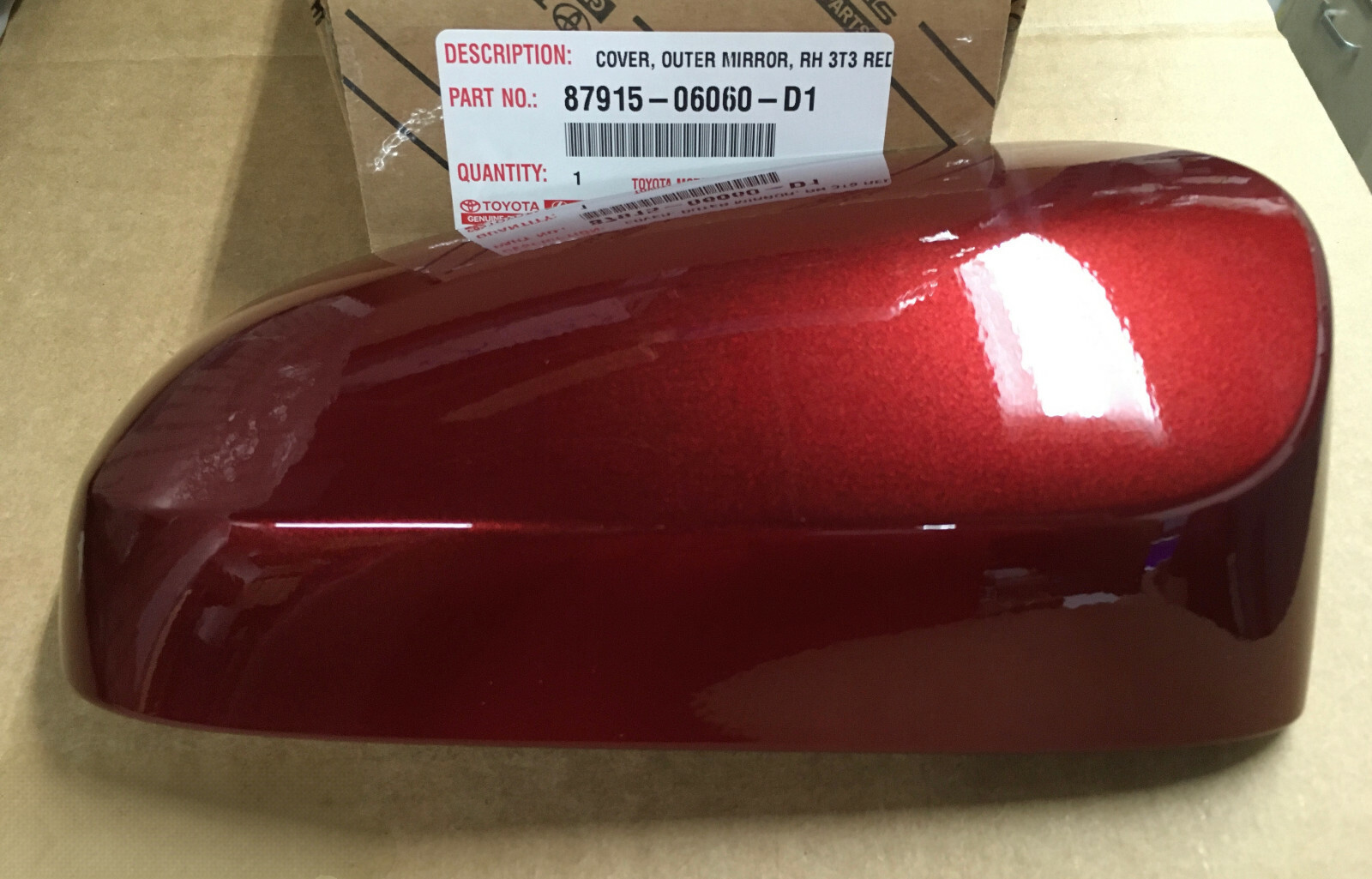 GENUINE TOYOTA 12-17 CAMRY LEFT DRIVER OUTER RED 3T3 MIRROR COVER 87915-06060-D1