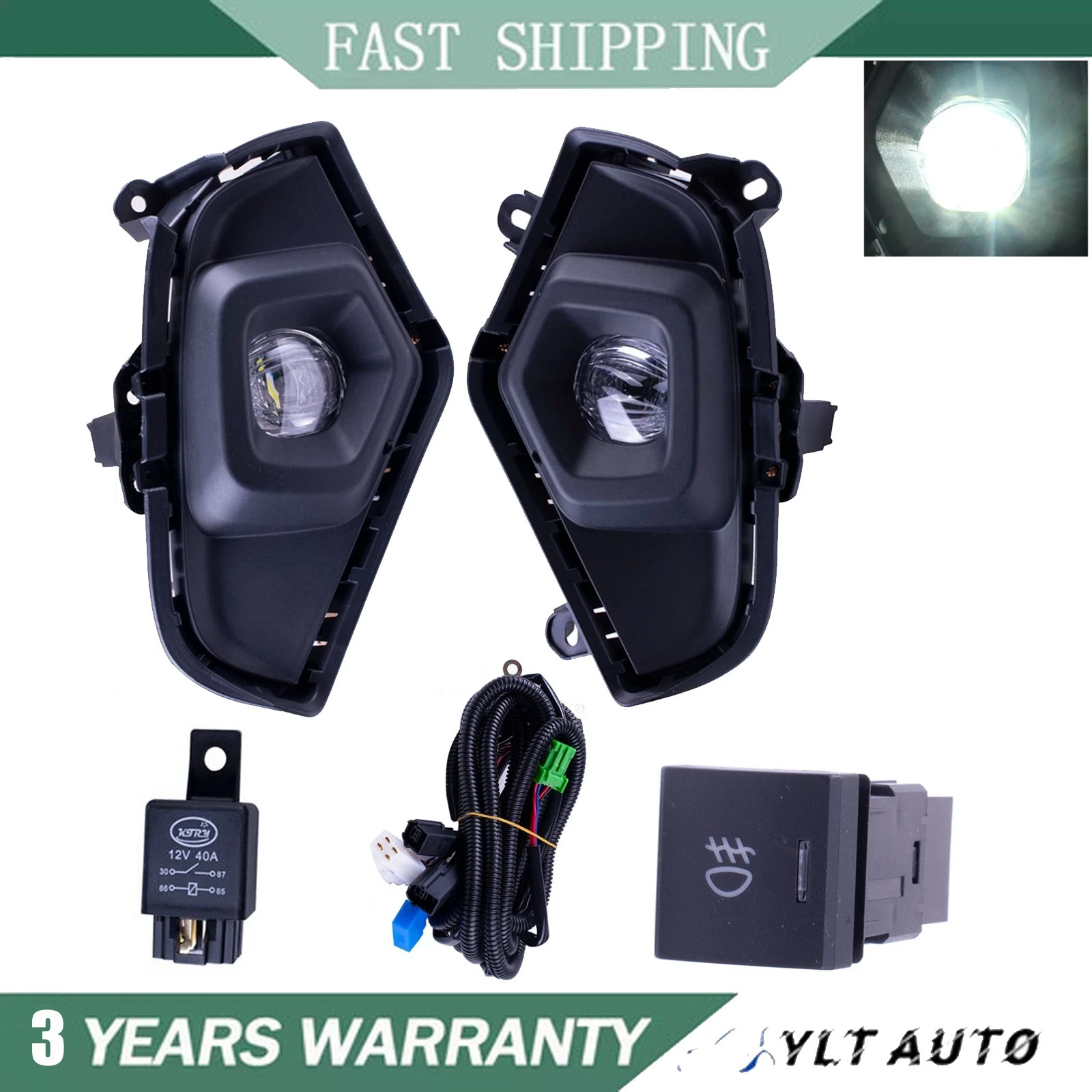 Pair For 2019-2024 Toyota Rav4 LED Fog Lights Assembly Lamp&Cover&Wiring&Switch
