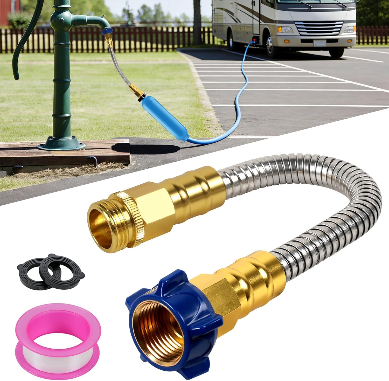 3FT RV Water Hose, Premium Drinking Water Hose - Lead-Free, Anti-Kink Leak-Proof 3FT RV Water Hose, Premium Drinking Water Hose - Lead-Free, Anti-Kink Leak-Proof