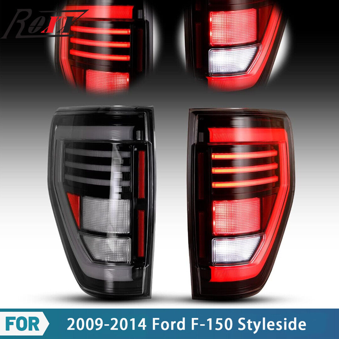 For 2009-2014 Ford F150 Pickup LED Sequential Clear Tail Lights Brake Lamps Pair