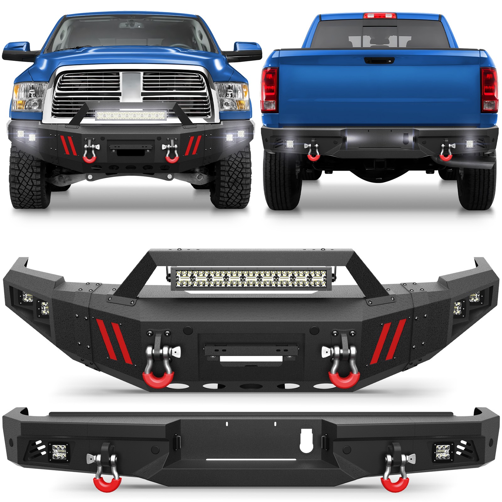 Fit 2010-18 Dodge Ram 2500 3500 Offroad Steel Front or Rear Bumper w/Winch Plate