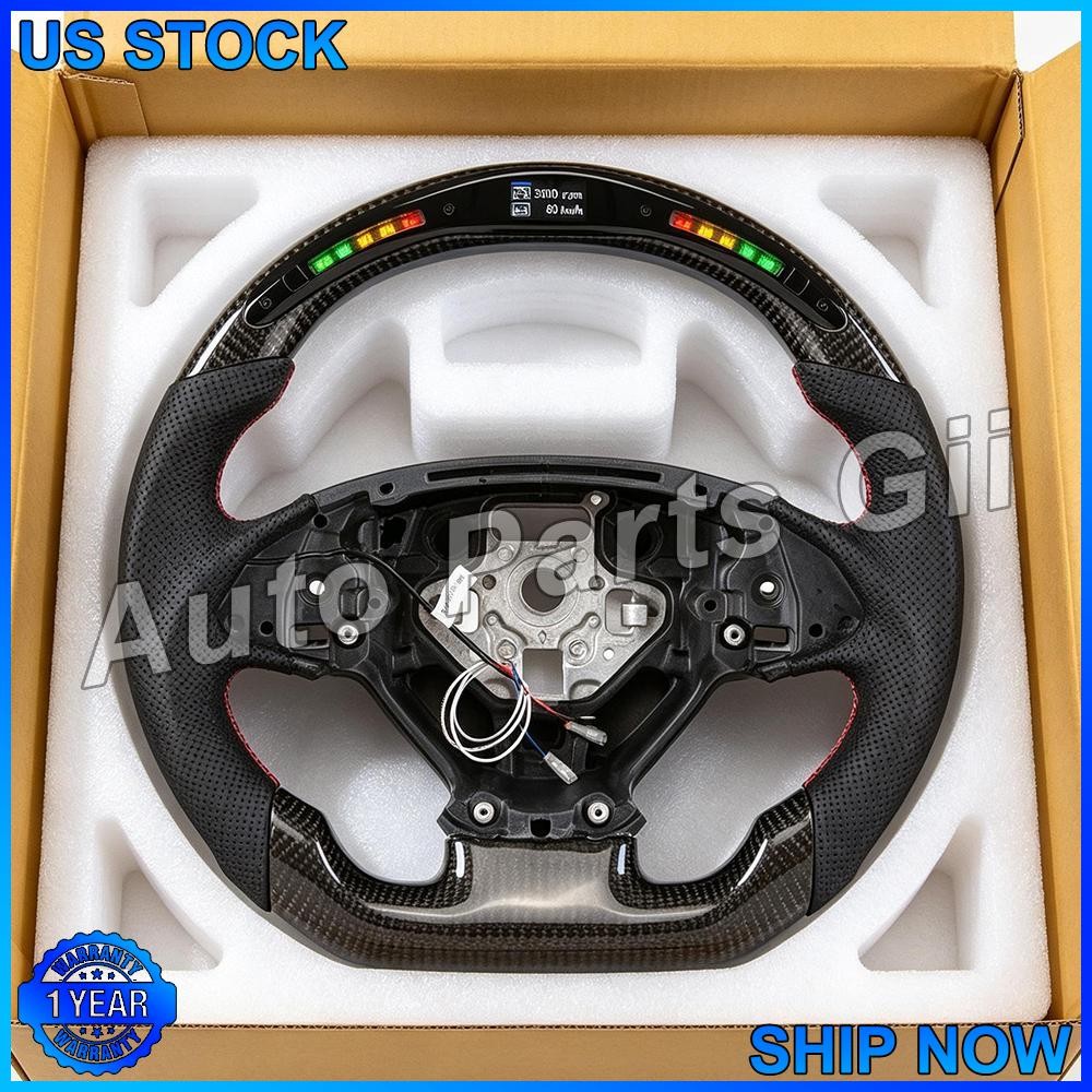 Real Carbon Fiber LED Steering Wheel Black Leather For Corvette C7 Chevrolet 16+