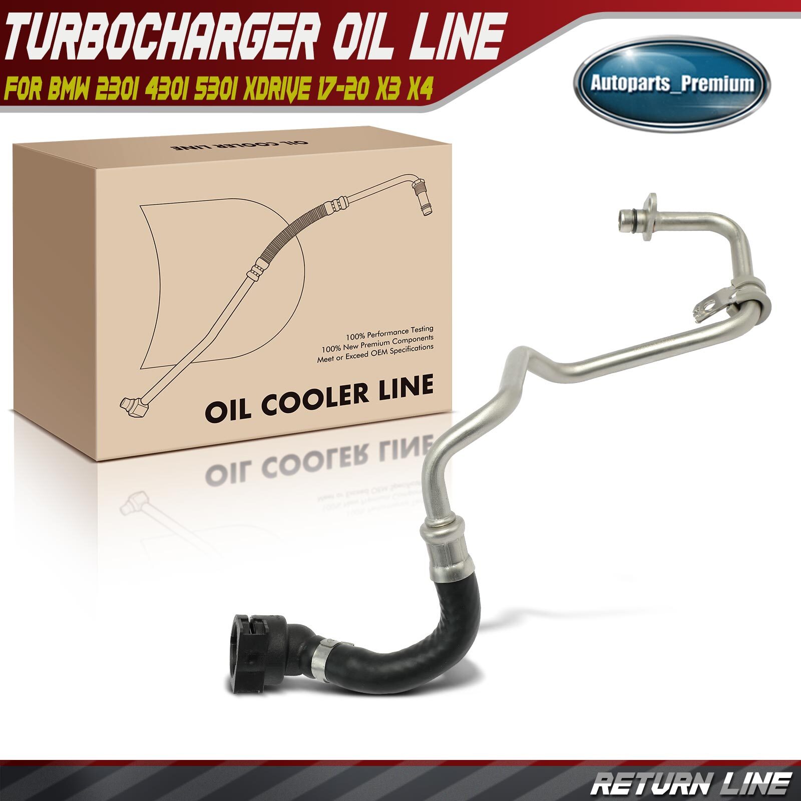 Inlet Turbocharger Coolant Return Line for BMW 230i 430i 530i xDrive 17-20 X3 X4