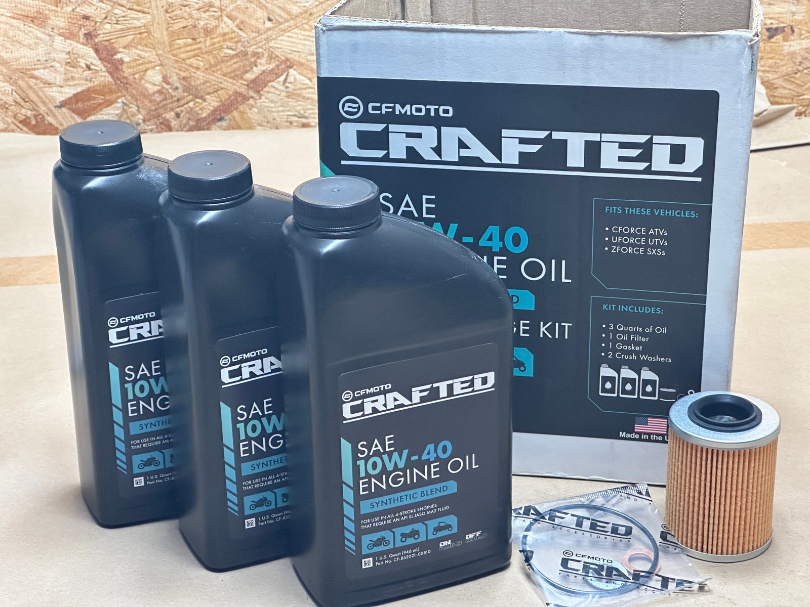 CFMOTO Oil Change Kit for CForce ATV, UForce UTV Zforce SXS 3x 10w-40 + Filter