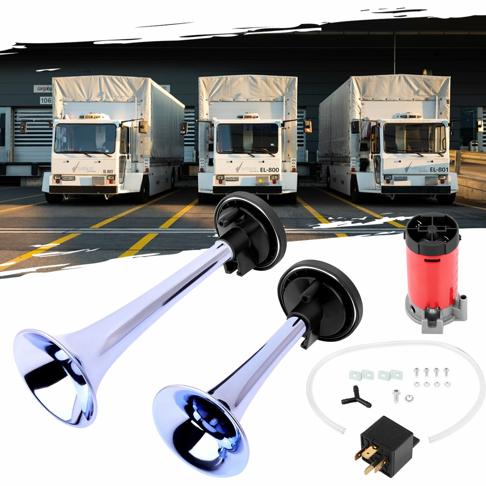 150DB Super Loud Dual Trumpet Air Horn Compressor For Car Truck Train Boat 12V