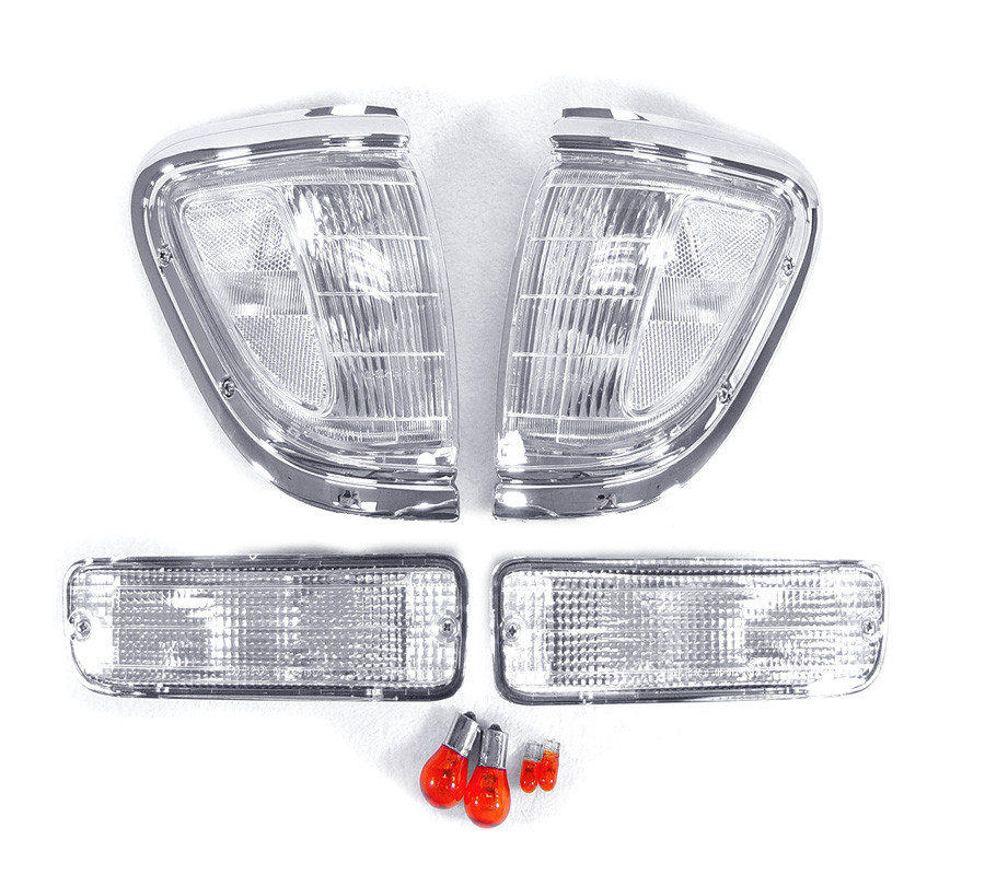 DEPO Chrome / Clear Corner + Bumper Signal Lights Fit 95 96 97 Toyota Tacoma 4WD