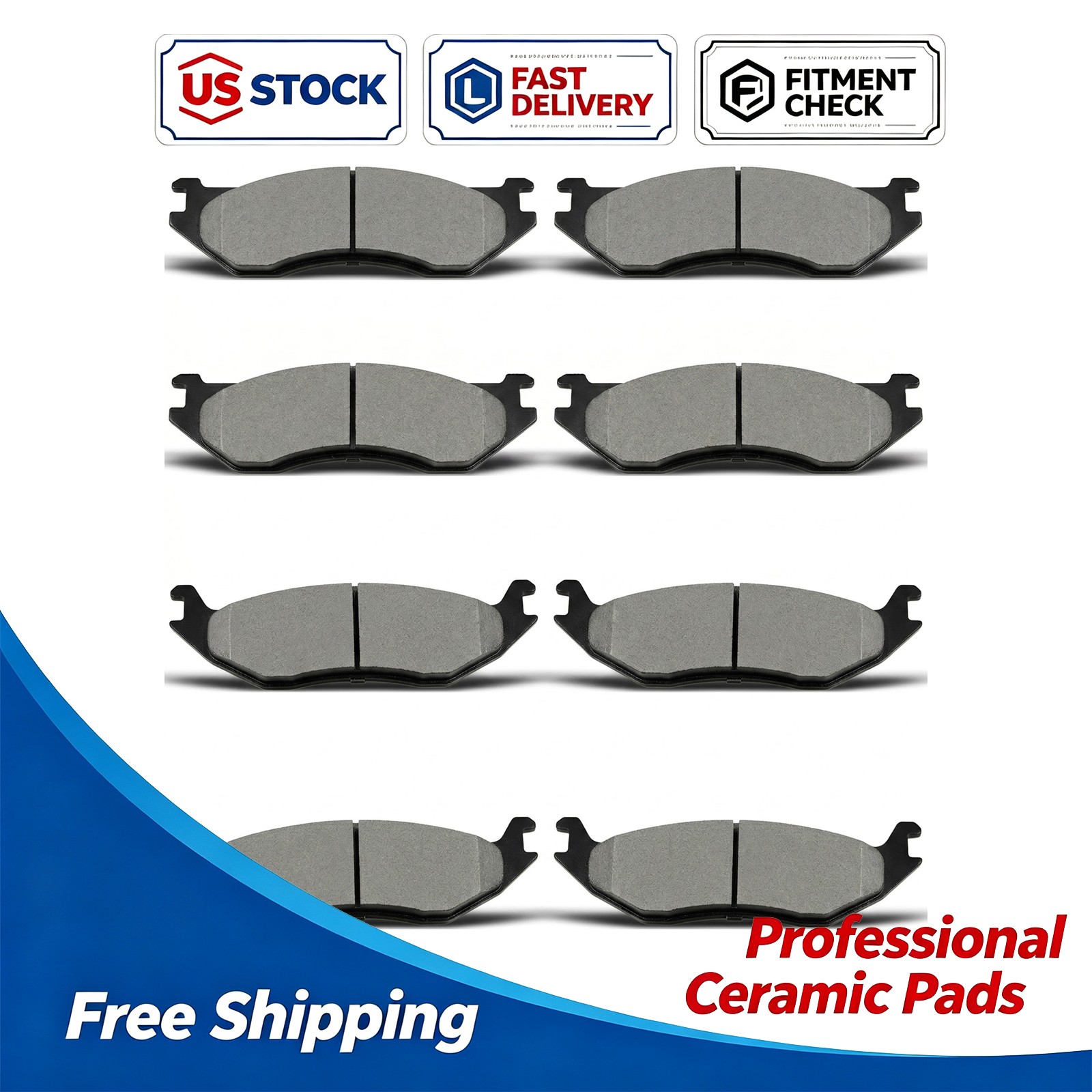 Front Rear Ceramic Brake Pads for 2003-2005 Ram 1500