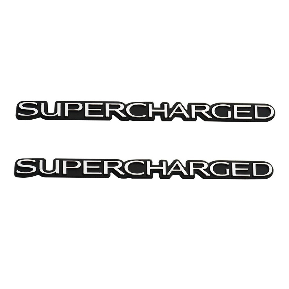 2Pc Chrome Black SUPERCHARGED Emblem Badge - Universal Emblems 2Pc Chrome Black SUPERCHARGED Emblem Badge - Universal Emblems