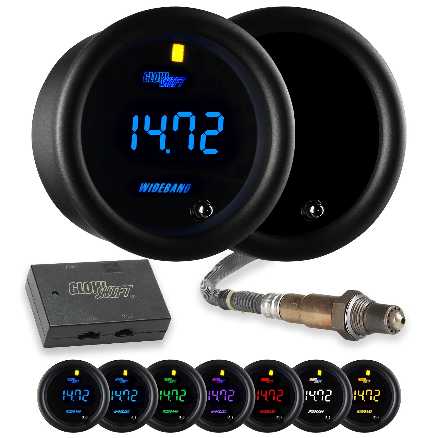 GlowShift Digital Wideband Air/Fuel Gauge Kit w/ O2 Sensor, Tinted 7 Color